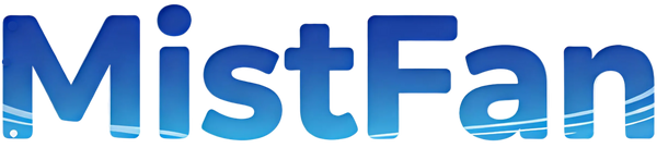 MistFan logo with blue gradient on a white background